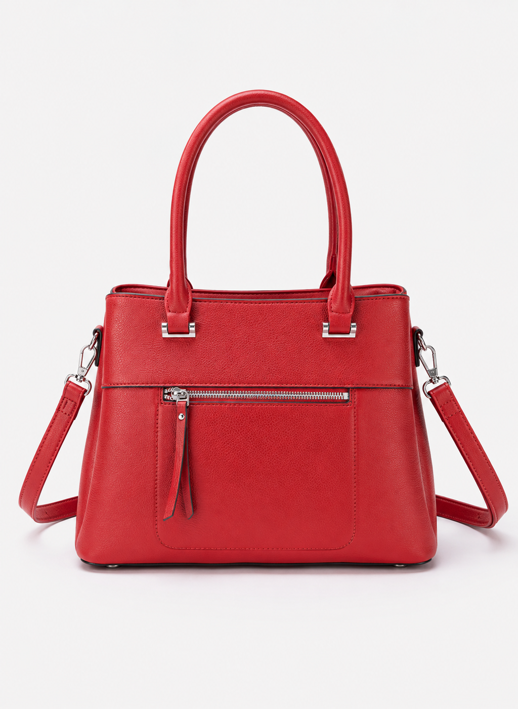 Women's Red PU Leather Shoulder Handbag – Chic Casual Fashion Purse
