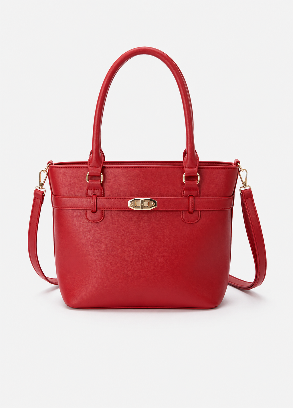 Women's Red PU Leather Shoulder Handbag – Stylish Casual Everyday Purse