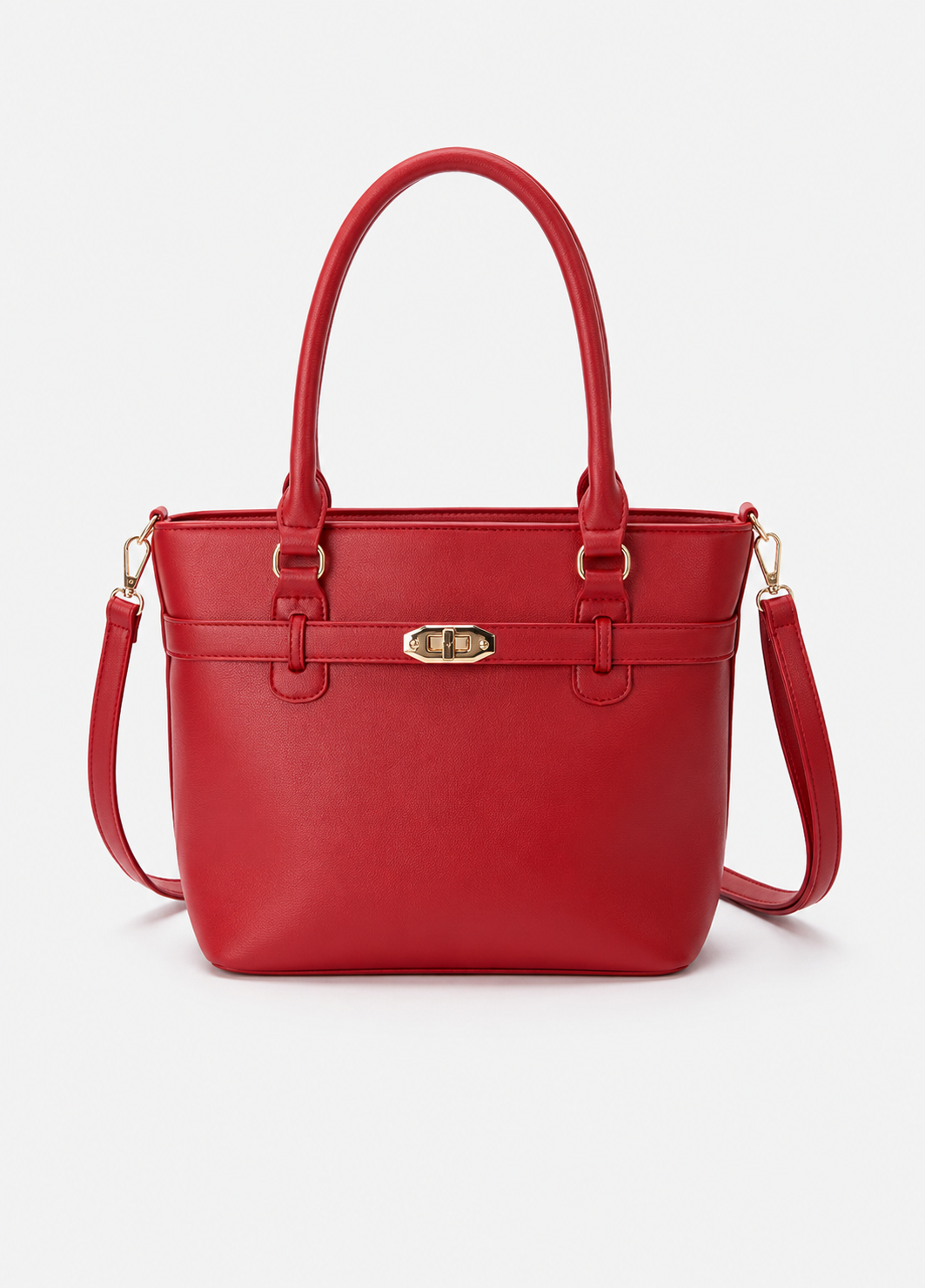 Women's Red PU Leather Shoulder Handbag – Stylish Casual Everyday Purse